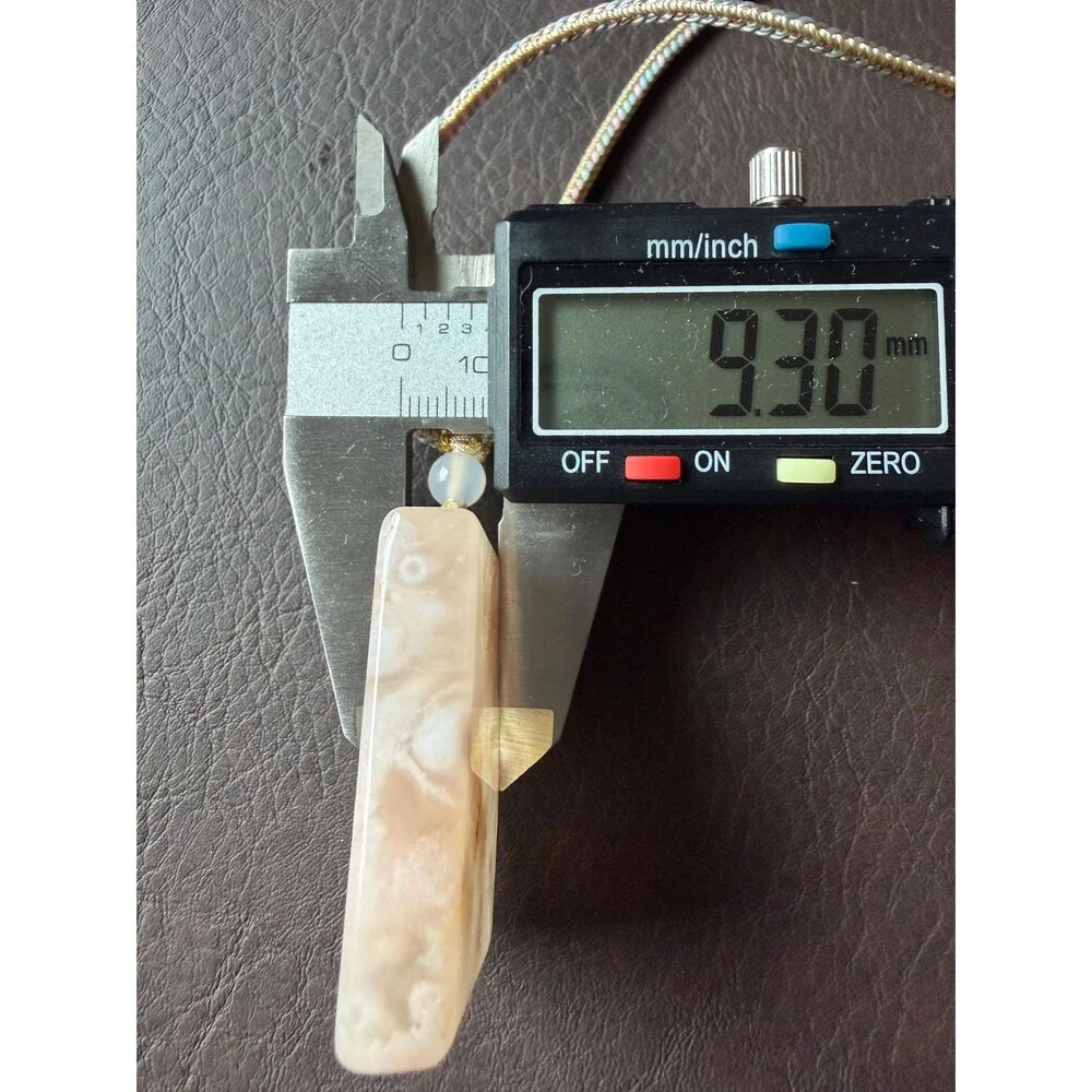 Pink Icy cream untreated Flower Agate Peace Buckle Pendant Necklace Statement
